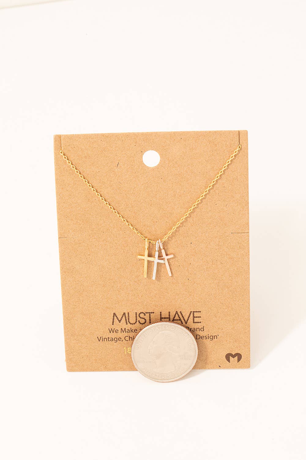 Triple Cross Pendant Necklace