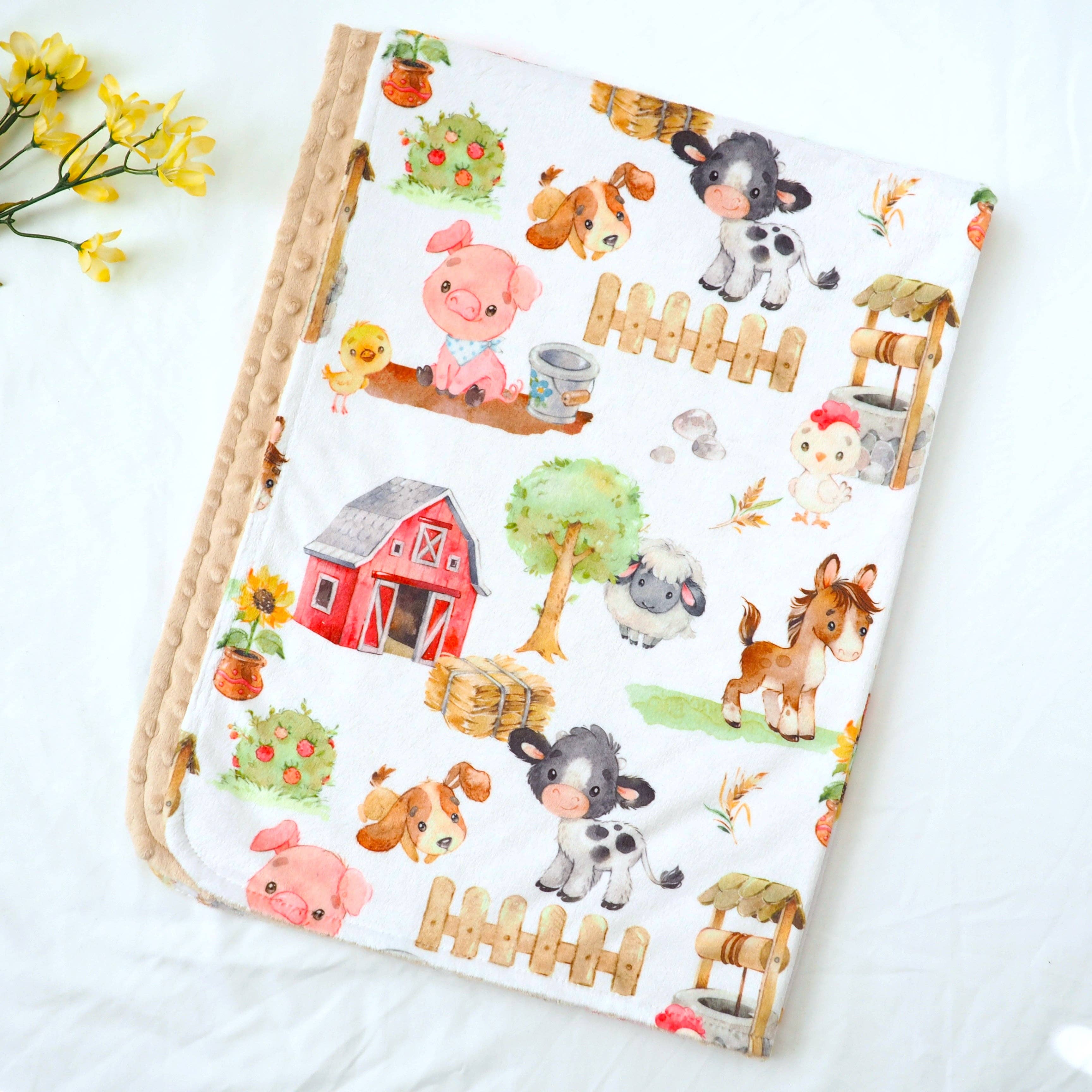 Farm Animal Minky Blanket