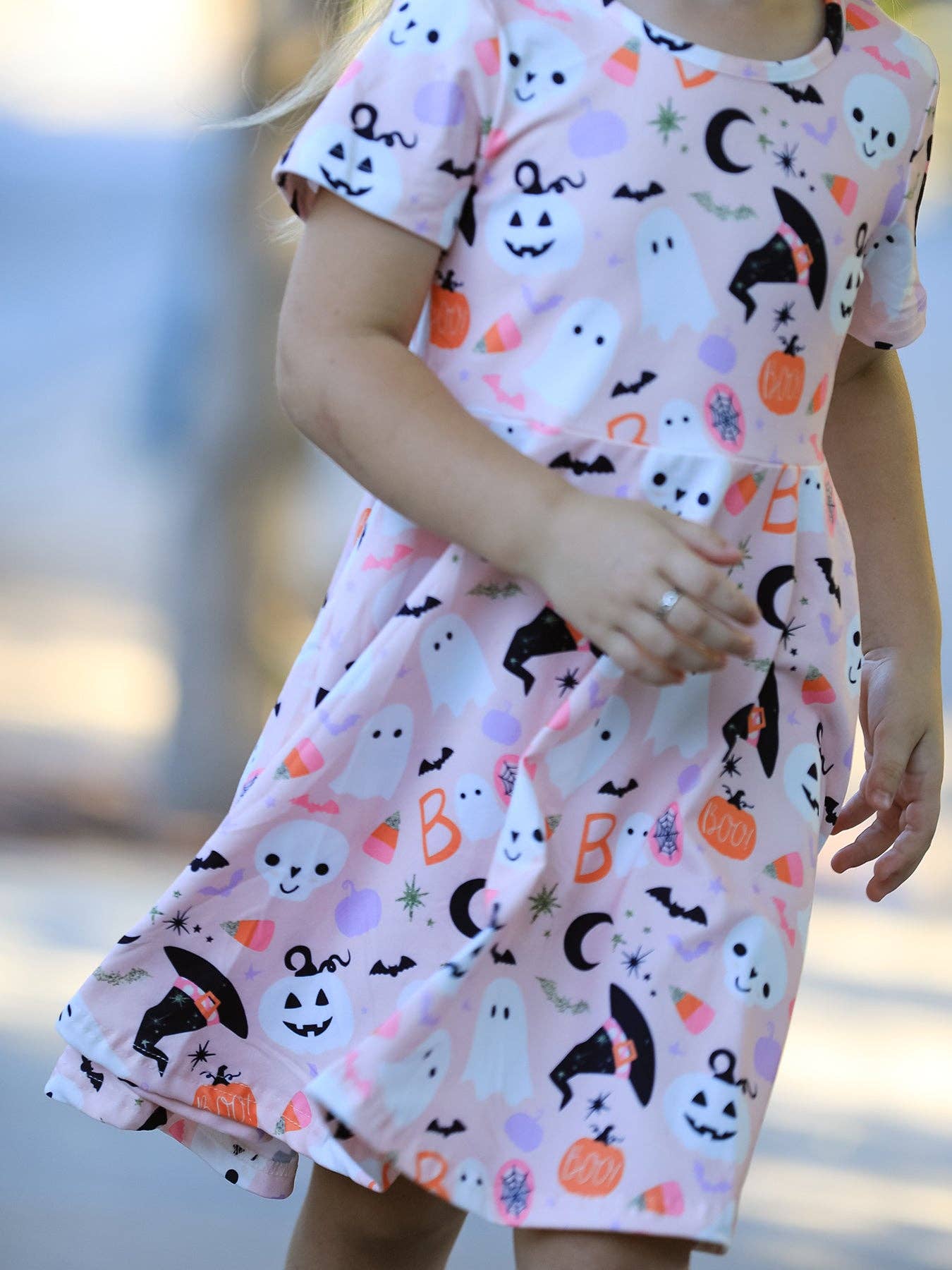Halloween Ghost Twirl Dress Short-sleeved