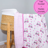 Pink Golf Toddler 100% Cotton Muslin Blanket