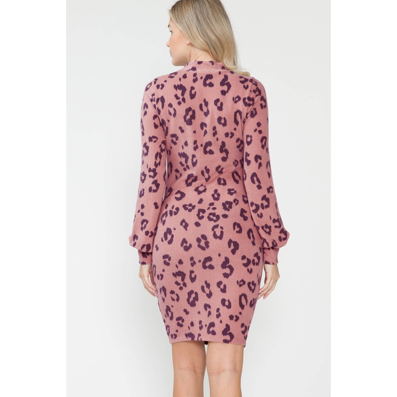 Maternity Leopard Mock Neck Midi Dress