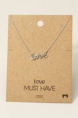 Handwritten Gold Dipped Love Pendant Necklace