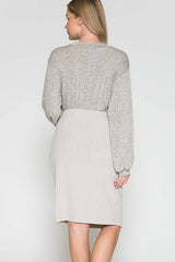 Maternity Puff Long Sleeve Coquette Hacci Dress