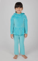Toddler Girl Velour Hoodie Jacket, Flare Pant, Scrunchie Set