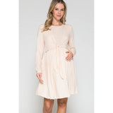 Maternity Wrap Waist Ruched Ruffle Spring Midi Dress