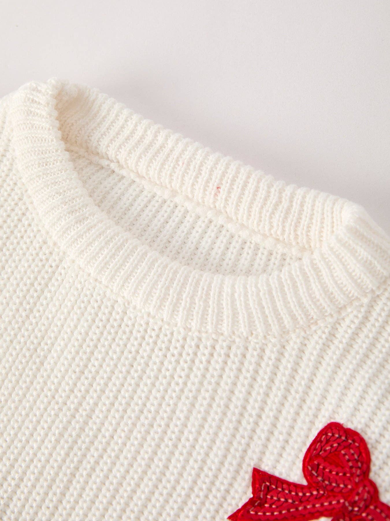 Girls Bow Sequins Pullover Sweater