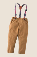 Caramel Classic Boy Cotton Chino Long Pants with Suspenders