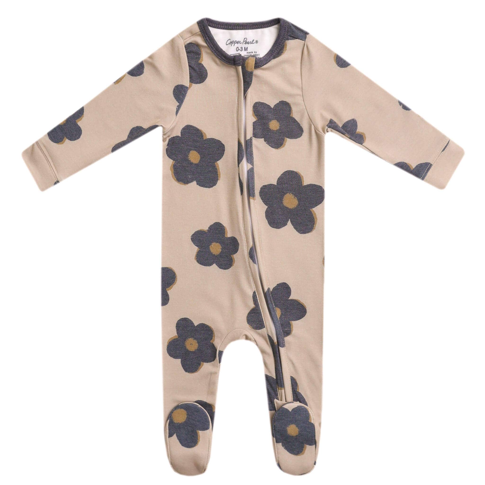 Copper Pearl Zip-Up Footie Pajama - Gemma In Tan