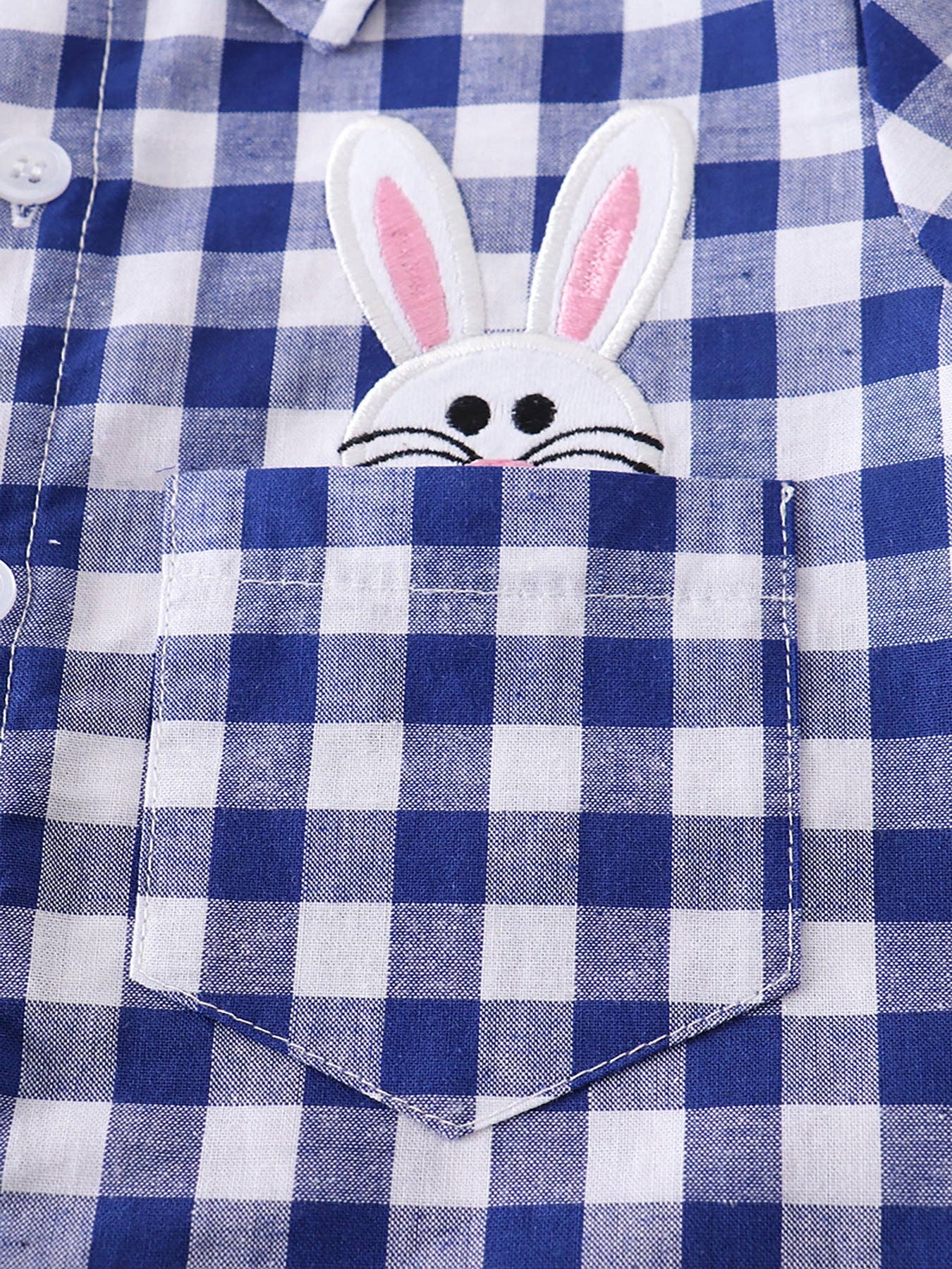 Blue Plaid Rabbit Boy Shirt