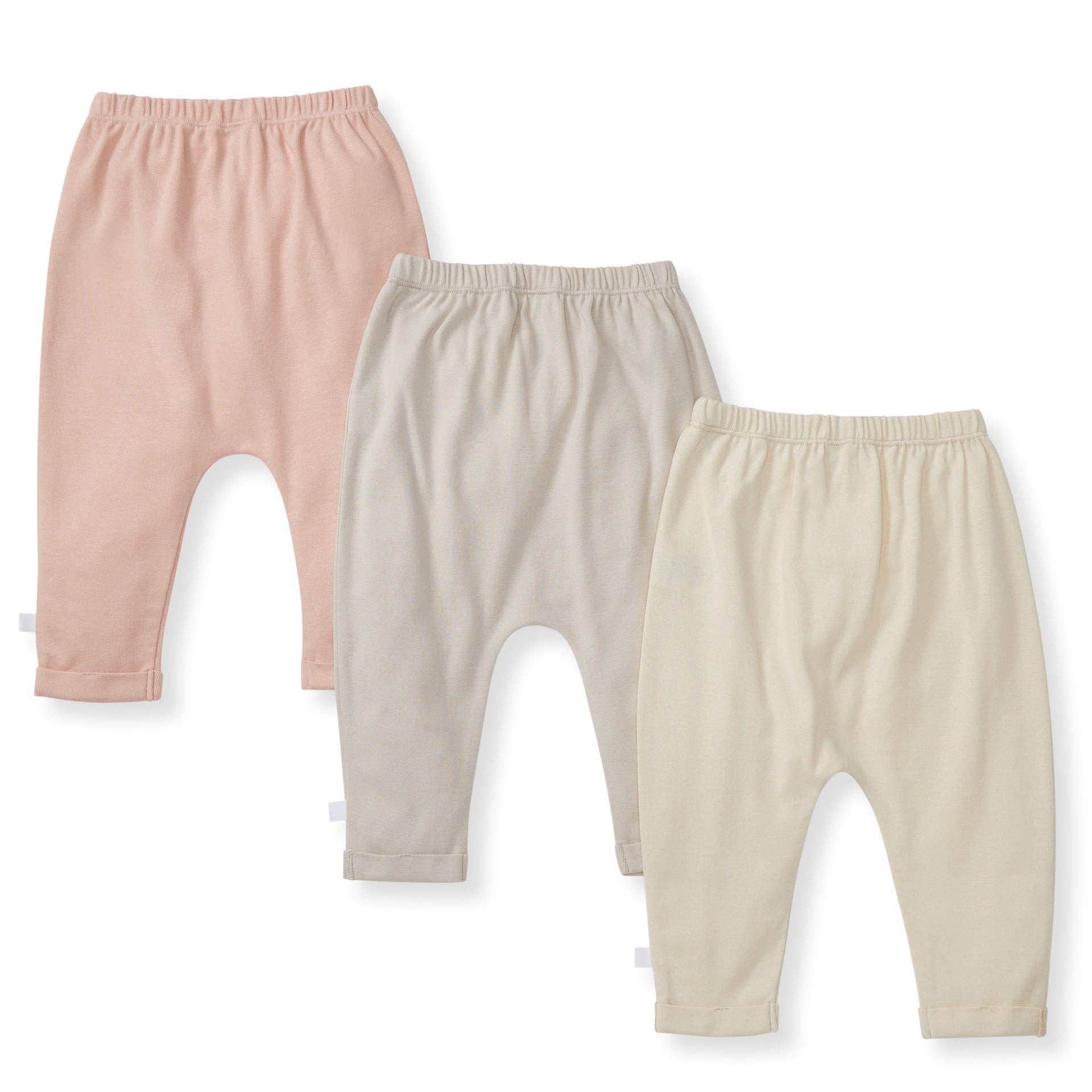 Solid Organic Cotton Baby Pants 3 Pack - Pink Sand