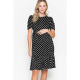 Maternity Polka Dot Babydoll Midi Dress