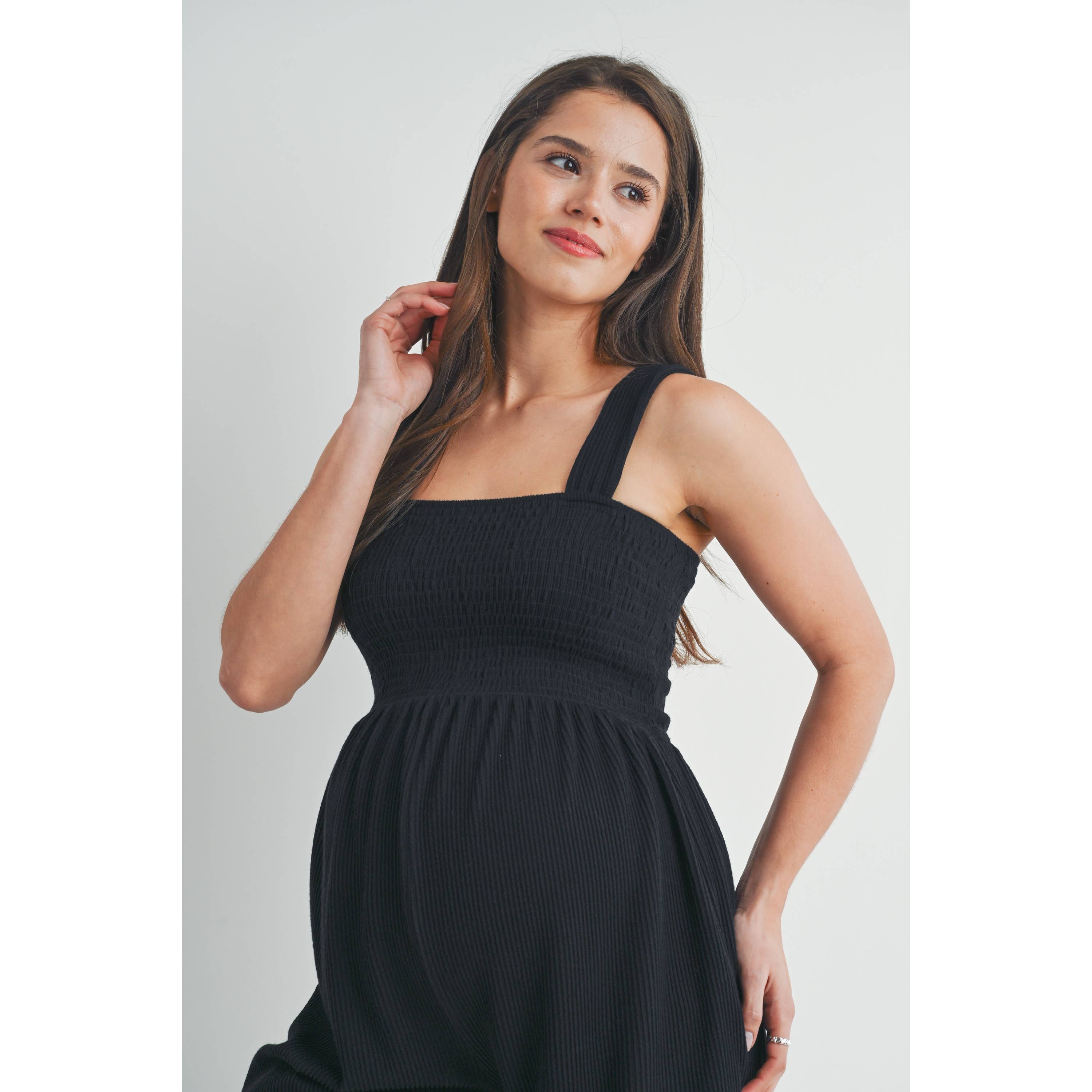 Ribbed Smocked Maternity Romper