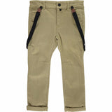 Me & Henry Olive Woven Pants with Suspenders 5/6Y