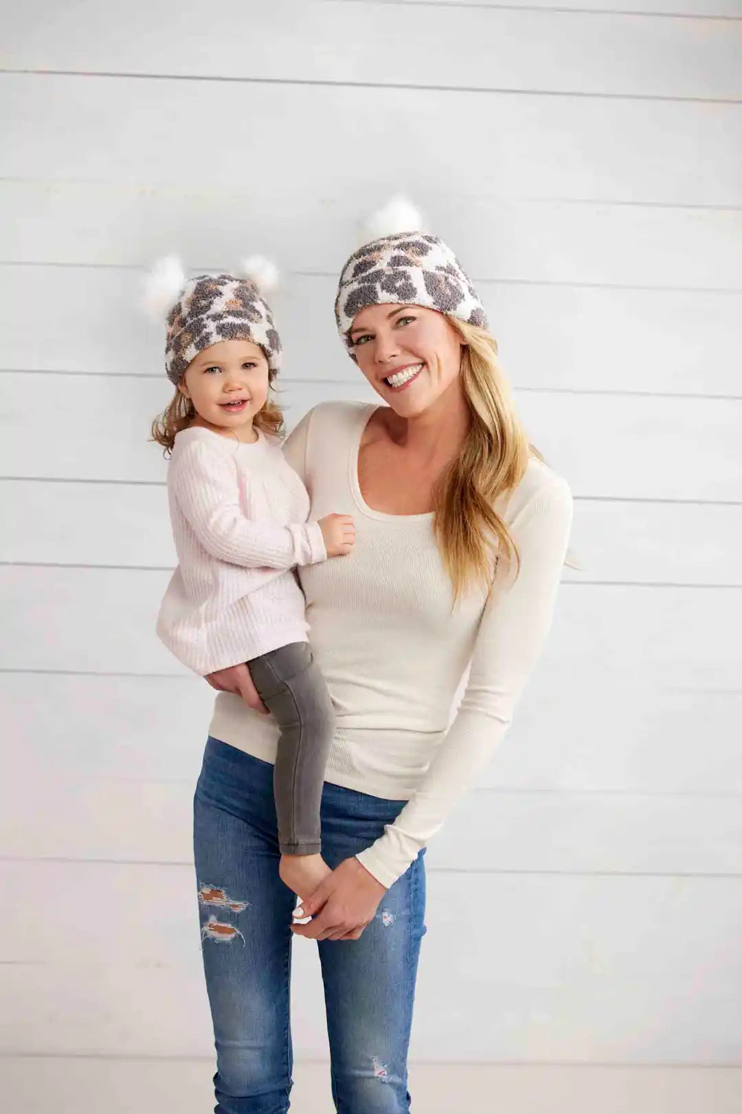 Leopard Mom Mini Beanie Set