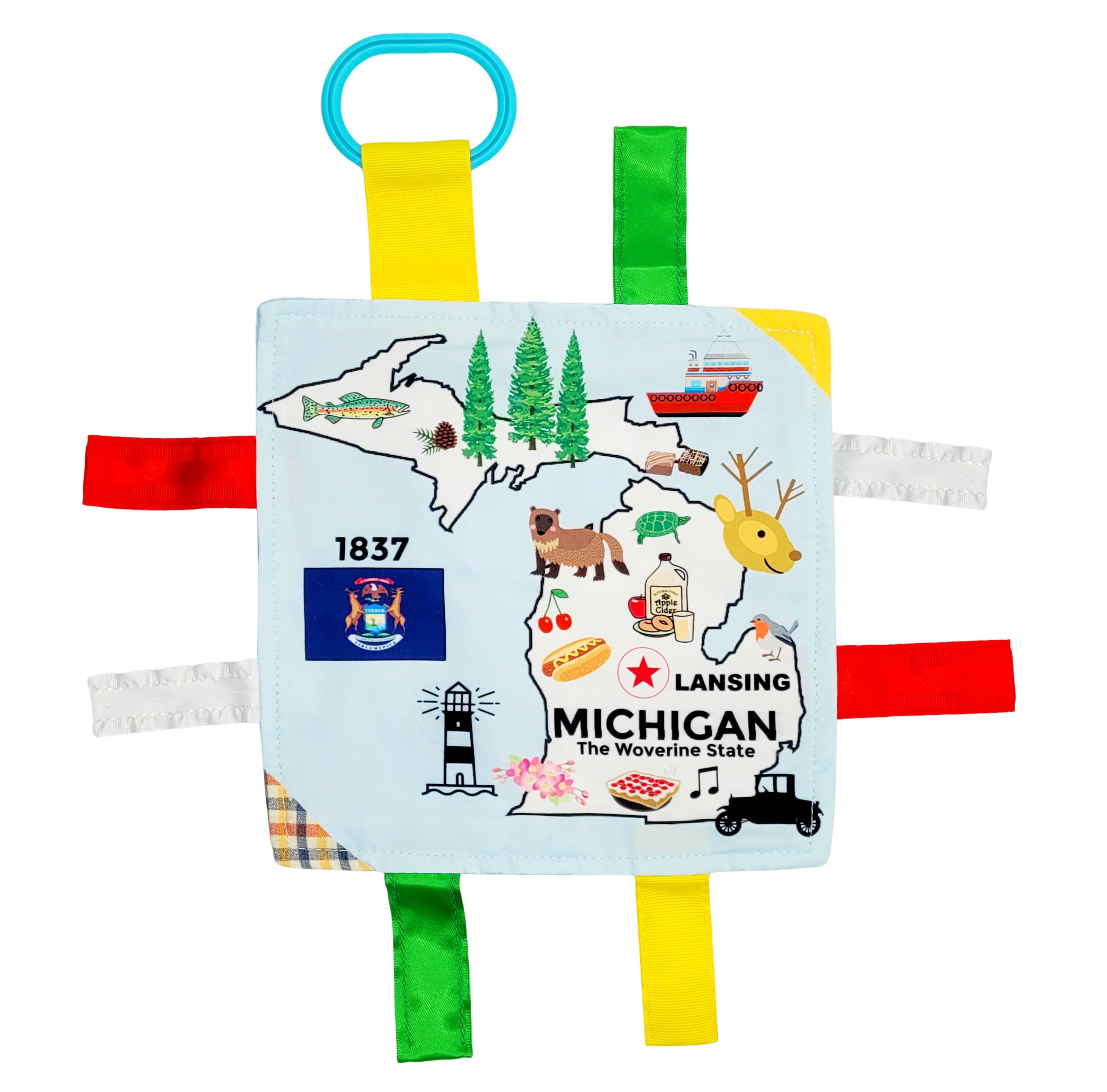 Michigan State Baby Learning Crinkle Tag Square 8"x 8" Toy