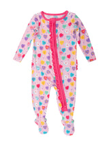 RuffleButts + RuggedButts - Baby Girls Be My Valentine Bamboo Viscose Footed Ruffle One Piece Pajama