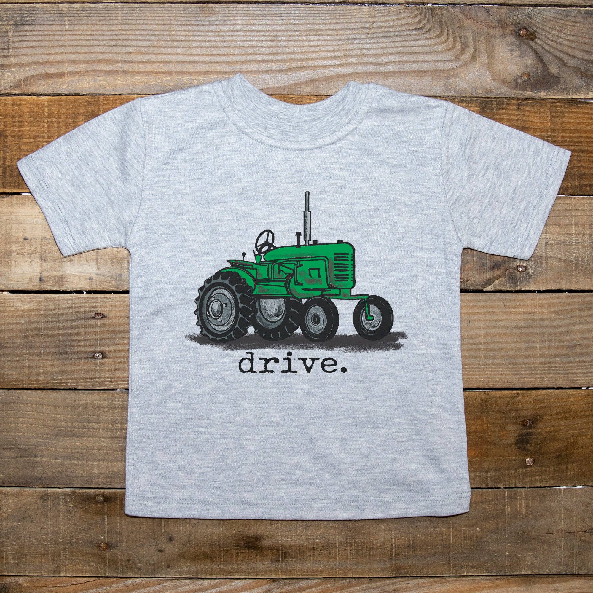 "Drive" Green Tractor Farm Kids & "Drive" Red Tractor Tee in Beige