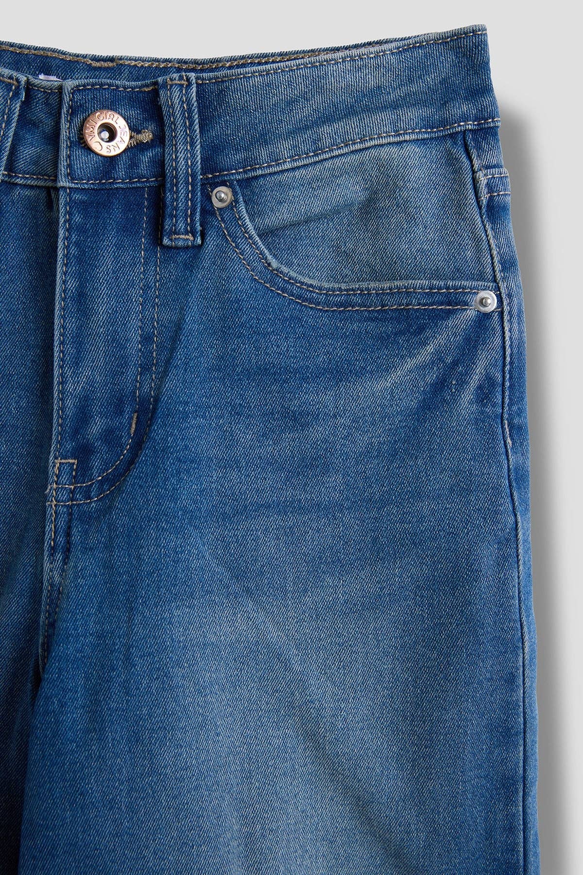 Girls Wide Leg Mega Cuff Raw Hem