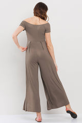 Off-the-Shoulder Wide-Leg Maternity Jumpsuit