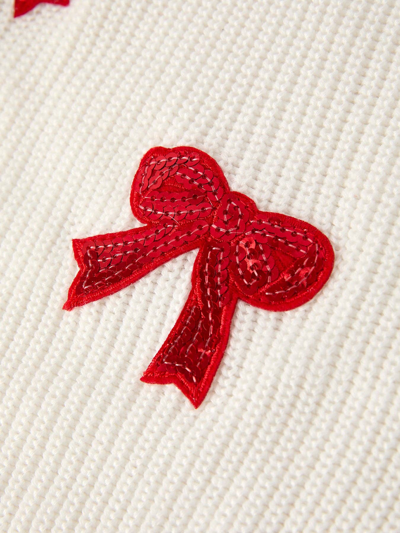 Girls Bow Sequins Pullover Sweater