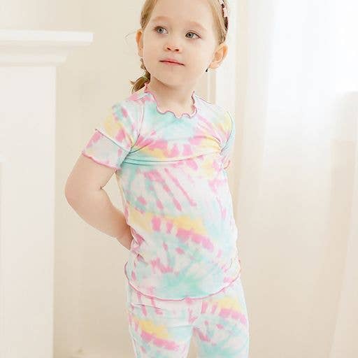 Bamboo Tie Dyeing Mint Pink Short Sleeve PJs