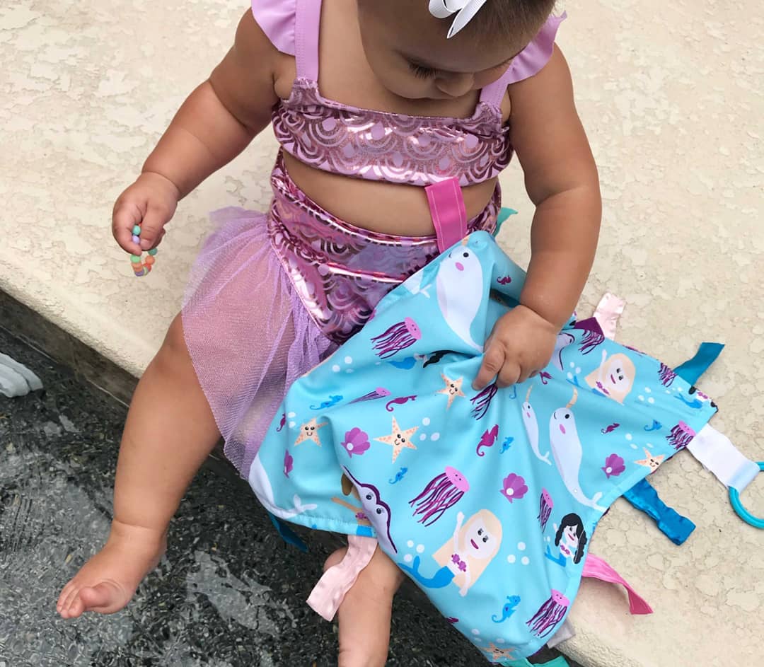 Mermaid Narwhal Taggy Comfort Blanket Learning Lovey 14 x 18