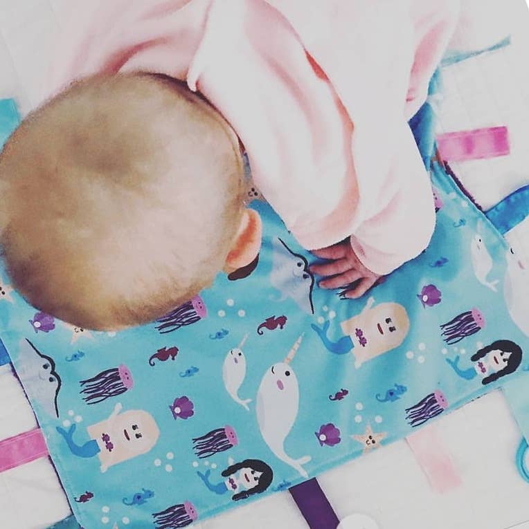 Mermaid Narwhal Taggy Comfort Blanket Learning Lovey 14 x 18