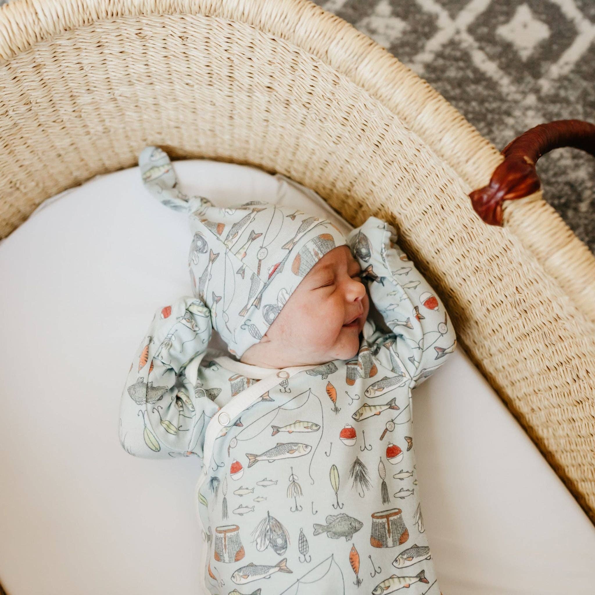 Copper Pearl Newborn Knotted Gown - Trout