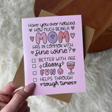 Funny Mom and Wine Mother's Day Card