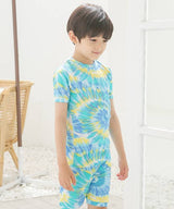 Vaenait Baby - Bamboo Tie Dyeing Yellow Blue Short Sleeve PJs