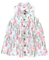 Girls Vibrant Flamingo Tiered Shirt Dress