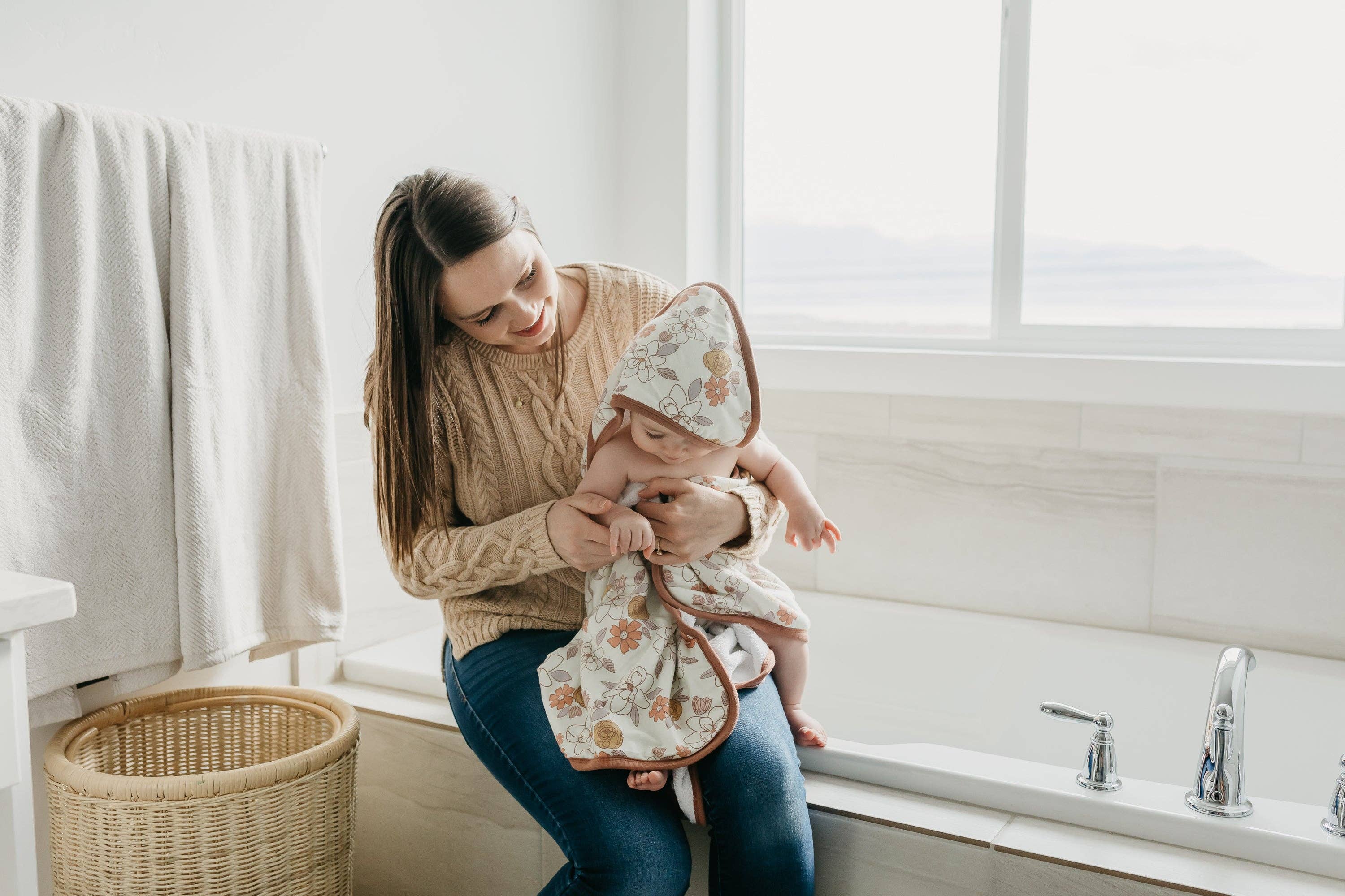 Copper Pearl Premium Baby Knit Hooded Towel - Ferra