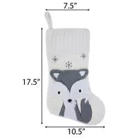 White & Gray Fox Christmas Stocking