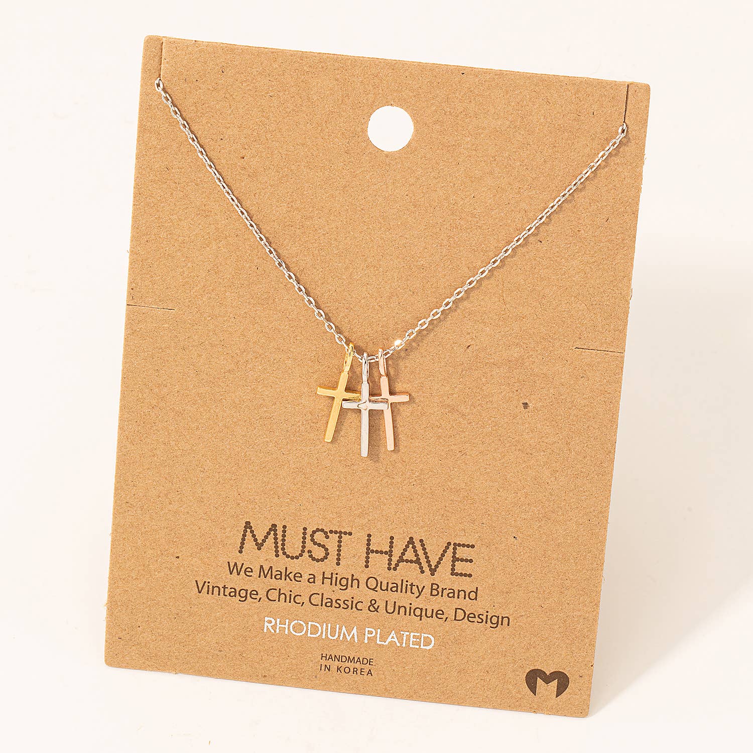 Triple Cross Pendant Necklace