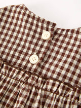Gingham Baby Romper with Long Sleeve Puff Design