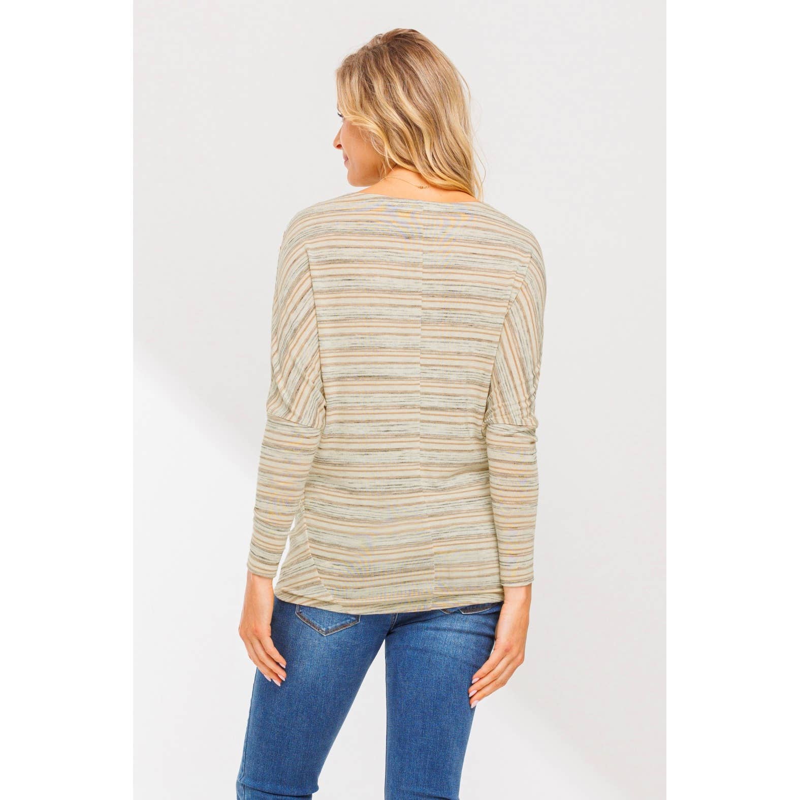 Striped Boatneck Long Sleeve Maternity Knit Top