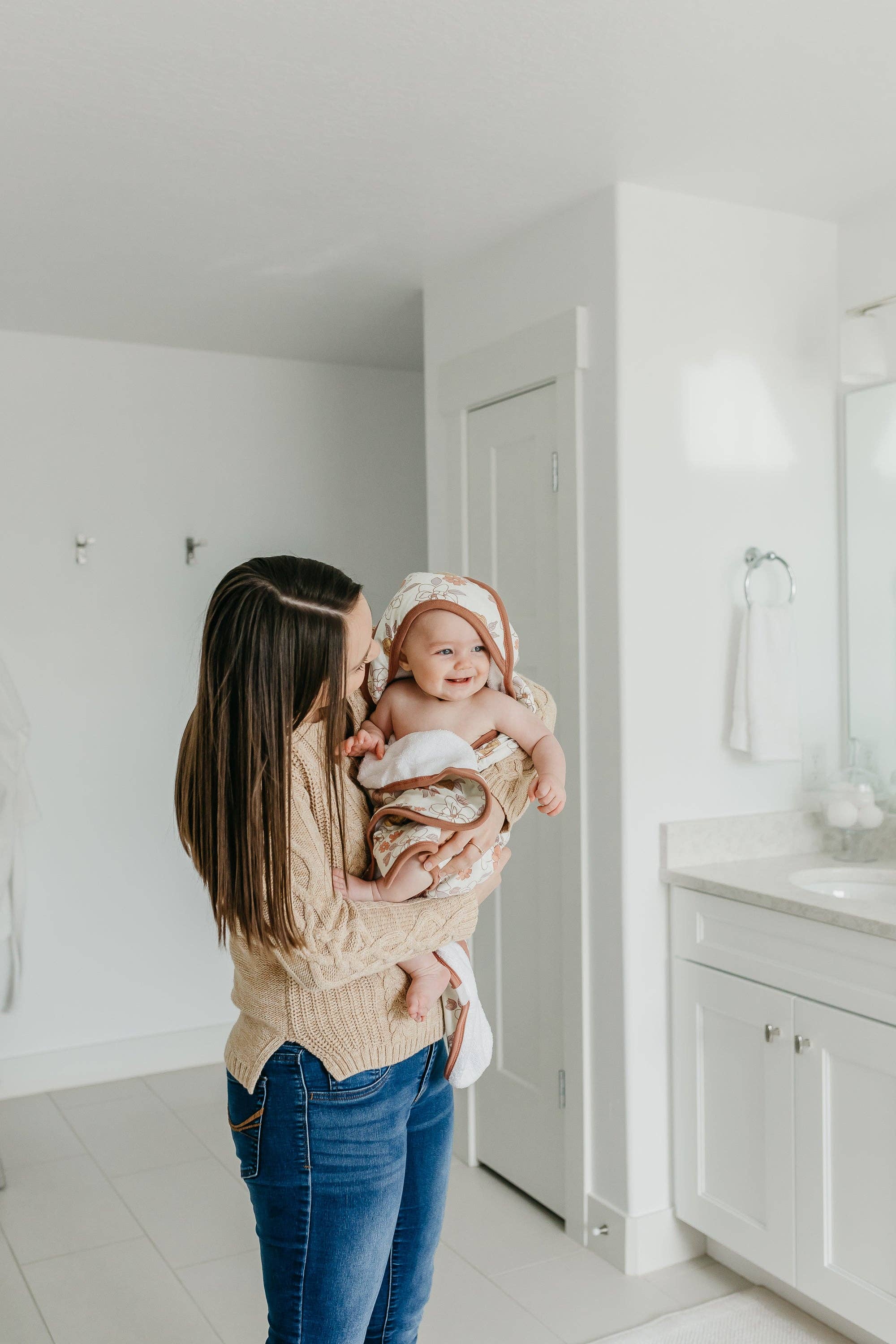 Copper Pearl Premium Baby Knit Hooded Towel - Ferra