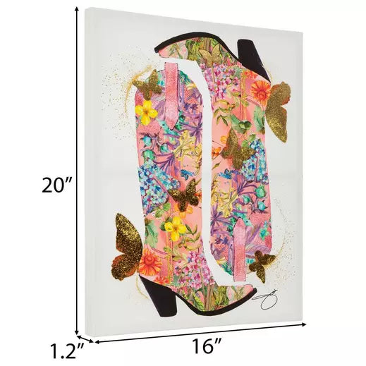 Butterfly Boots Canvas Wall Decor