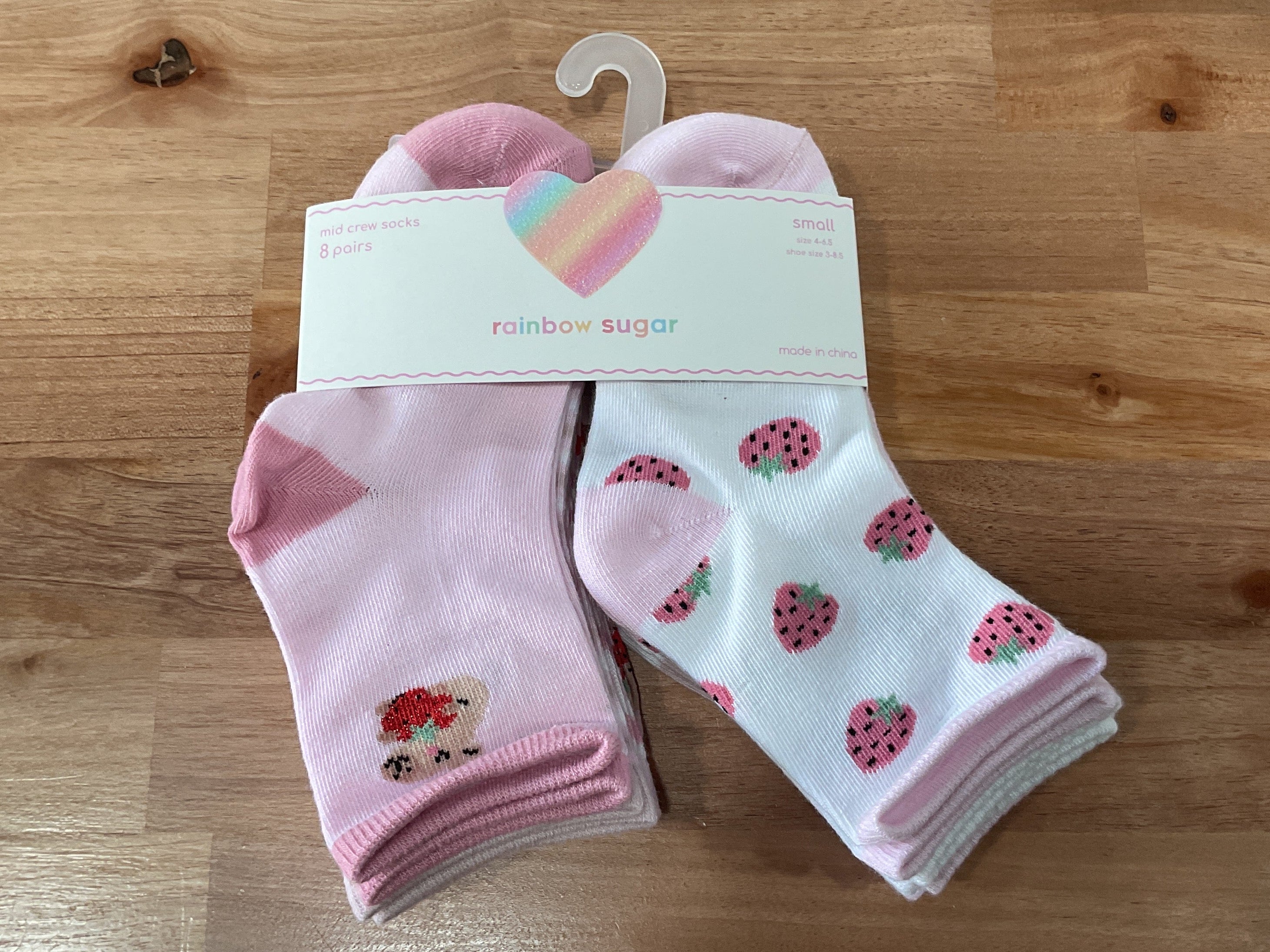 Rainbow Sugar | Girls 8Pk Mid Crew Socks.