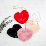 Mini Momo - Heart Shape Handbag Cute Girls Purse - Fluffy Faux Fur Bag