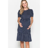 Maternity Polka Dot Babydoll Midi Dress