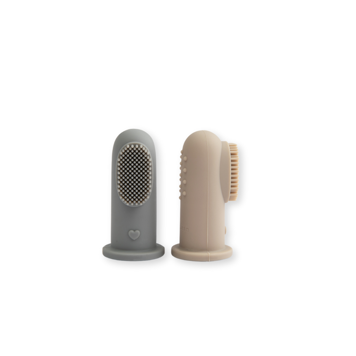 Silicone Finger Toothbrush Set of Two with Case - Grey/Doe