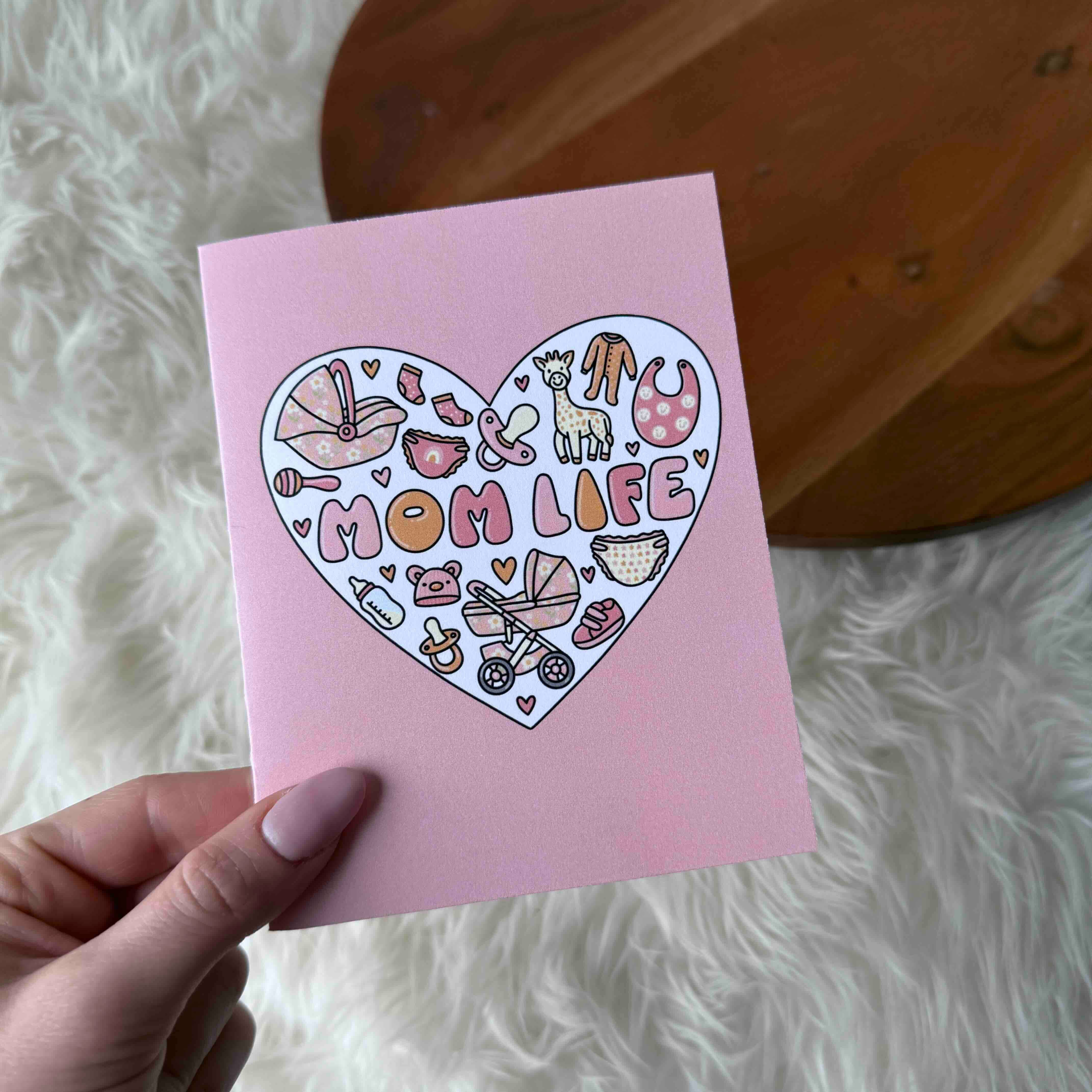 "Mom Life" Heart Modern Mother's Day Card