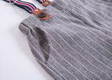 Grey Stripe Boy Cotton Chino Long Pants with Suspenders