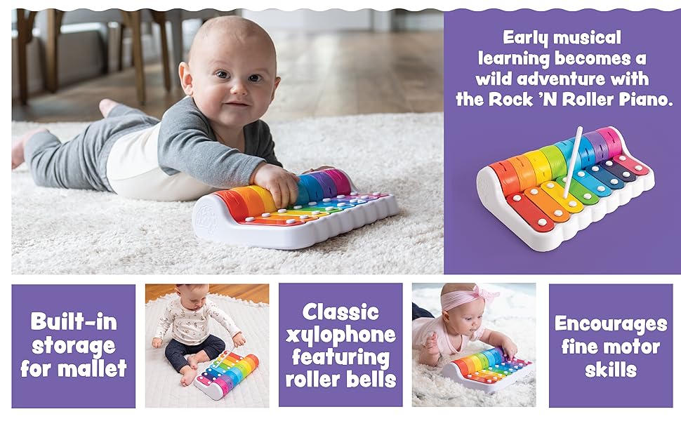 Fat Brain Toys Rock 'N Roller Piano - Musical Bells for Babies & Toddlers