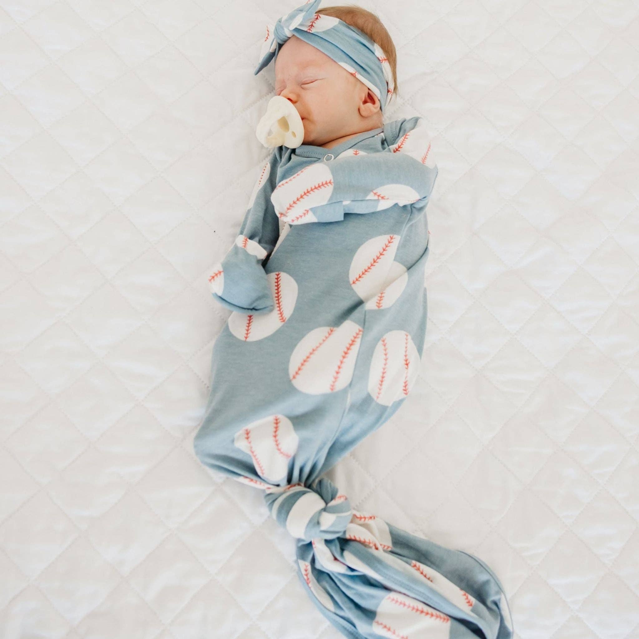 Copper Pearl Newborn Knotted Gown - Slugger
