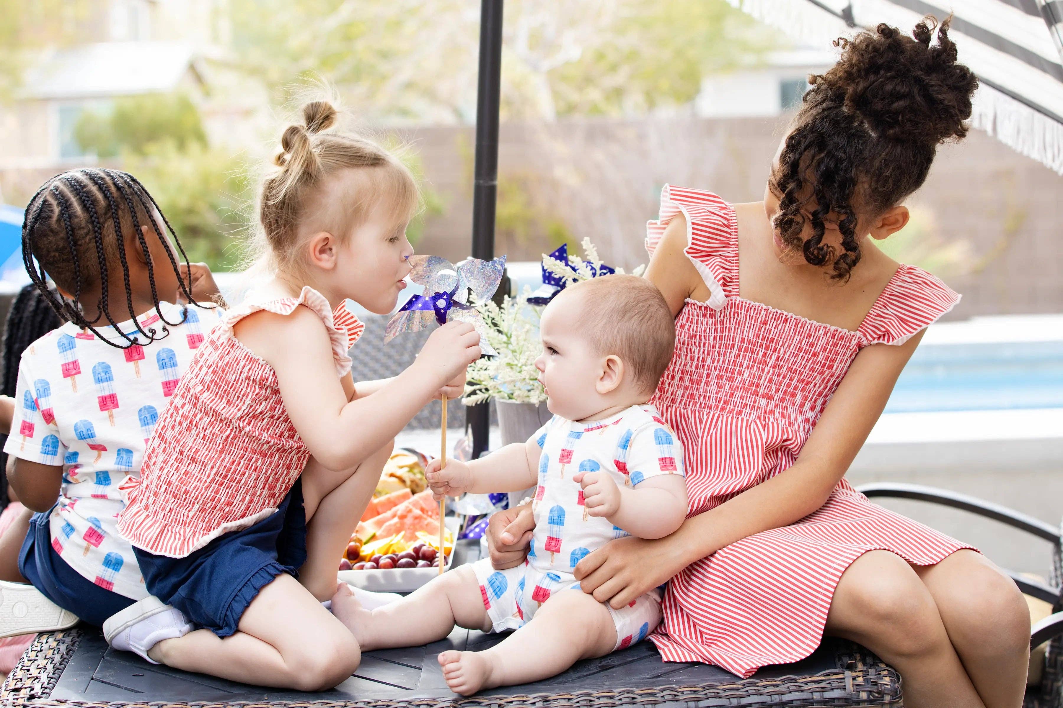 4th of July Slub Shorty Romper_Americana Ice Pops