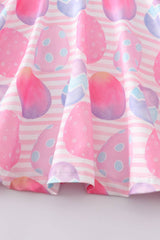 Pink Striped Egg Print Twirl Dress