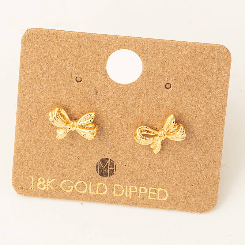 Gold Dipped Mini Bow Earrings