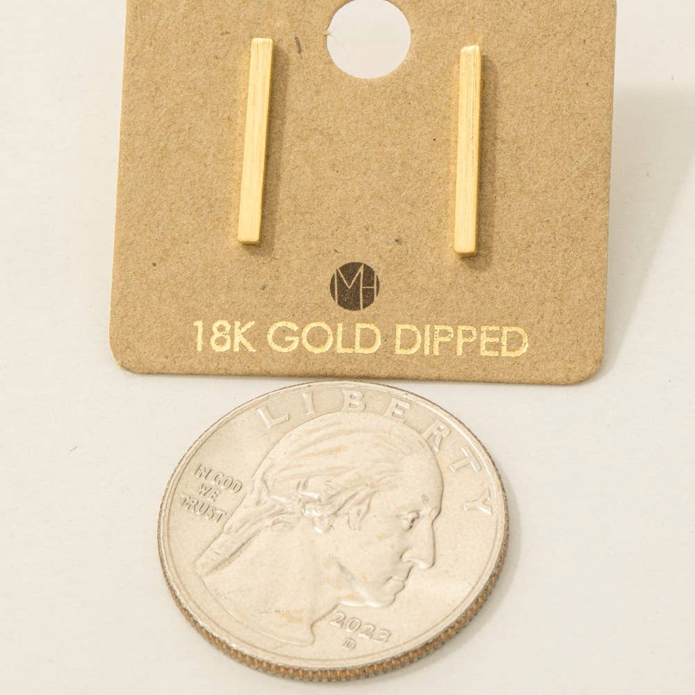 Gold Dipped Dainty Bar Stud Earrings